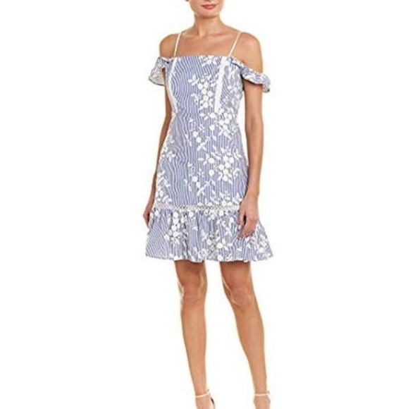 Sam Edelman embroidery denim stripe dress sz 12 NWT *D7 - Picture 2 of 8